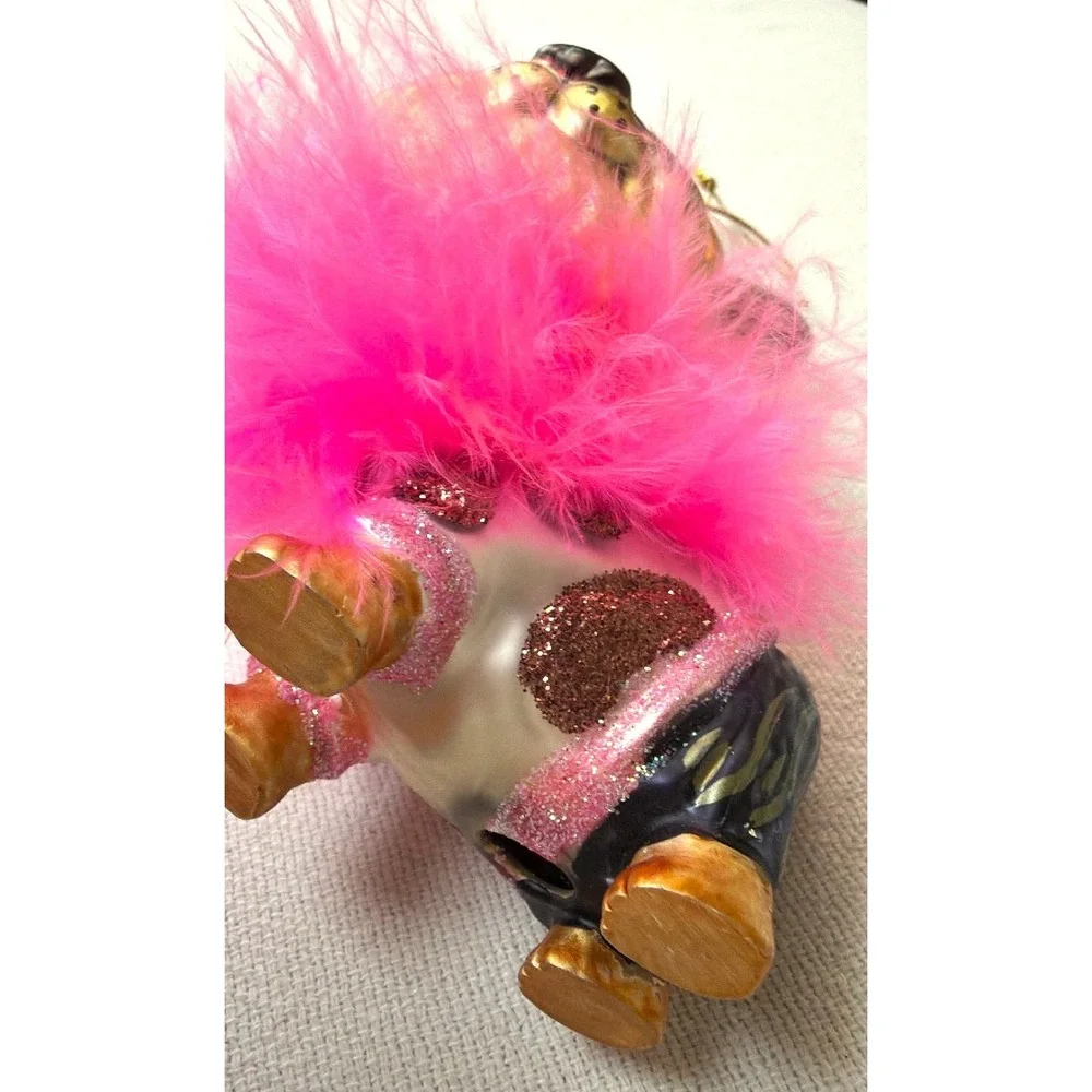 Blown Glass Yorkie Ornament Pink Diva Dog Girlie Holiday Bling